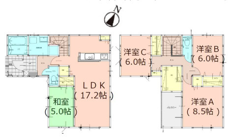 【間取り】 | 福岡市城南区梅林1丁目2期　1号棟（全2棟）【仲介手数料無料・0円】 | 平日、土日祝日もお好きな日時にご見学可能です。お気軽にお問合せ下さい。