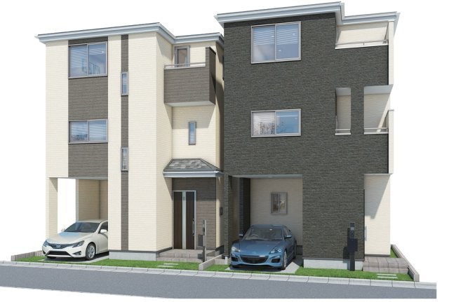 仲介手数料無料　所沢市弥生町　新築戸建　全２棟　B号棟の外観パース