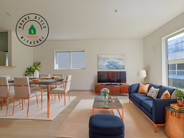 宮崎市島之内第11-3棟　(1号棟)の居間・リビング|明るく開放的なリビングダイニングは豊かな陽光が注ぎ込み、やすらぎの空間を演出してくれます。ご家族で楽しいひとときをお過ごし下さい。※家具はCGを合成したものです。同社仕様