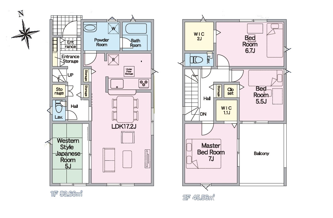 宮崎市島之内第11-3棟　(1号棟)の間取り|全居室収納付きで便利です。（1号棟）