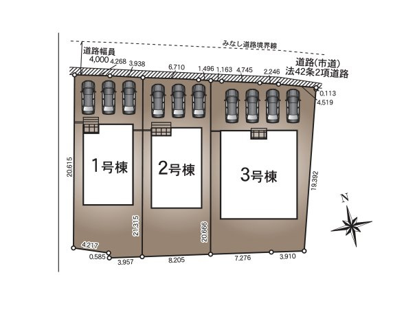 宮崎市島之内第11-3棟　(2号棟)の区画図|配置図（2号棟）