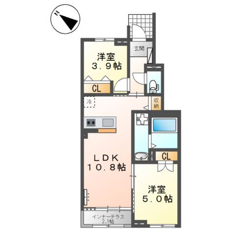 仮）久留米市津福本町アパート新築工事の間取り