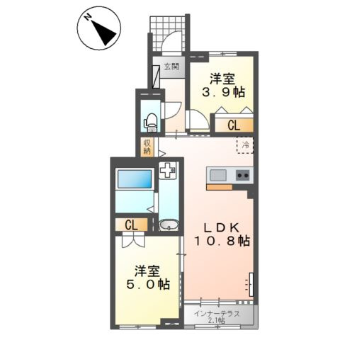 仮）久留米市津福本町アパート新築工事の間取り