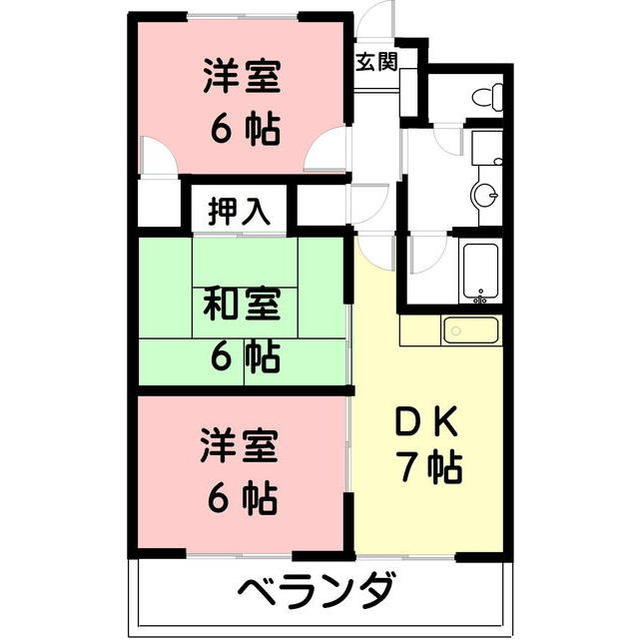 羽島市竹鼻町狐穴のアパートの間取り