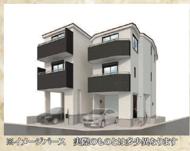 横浜市港北区小机町　新築戸建【仲介手数料無料】の外観パース|仲介手数料無料！お問合せ下さい/080-7058-7312 