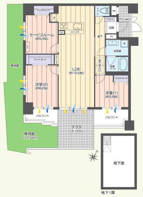 クレアール相模大野の間取り|2LDK+S（納戸）、価格5199万円、専有面積85.85m²、バルコニー面積7.63m²