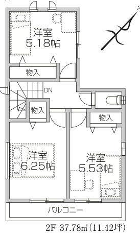【仲介手数料無料】所沢市和ヶ原１２期全２棟１号棟　所沢の新築なら西武ハウジングの間取り