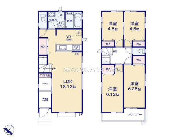 北本市北本第1　新築戸建　ハートフルタウンCの間取り|4LDK