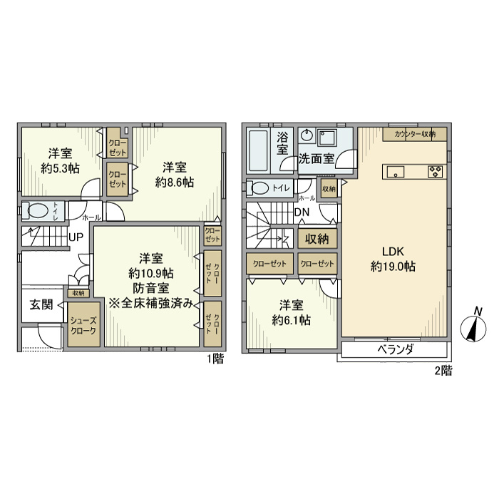 野崎通５丁目戸建の間取り