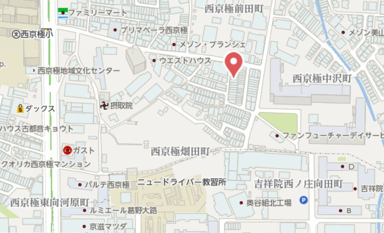 京都市右京区西京極中沢町　中古戸建の地図