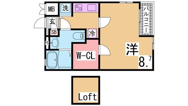 神戸市兵庫区会下山町１丁目のアパートの間取り