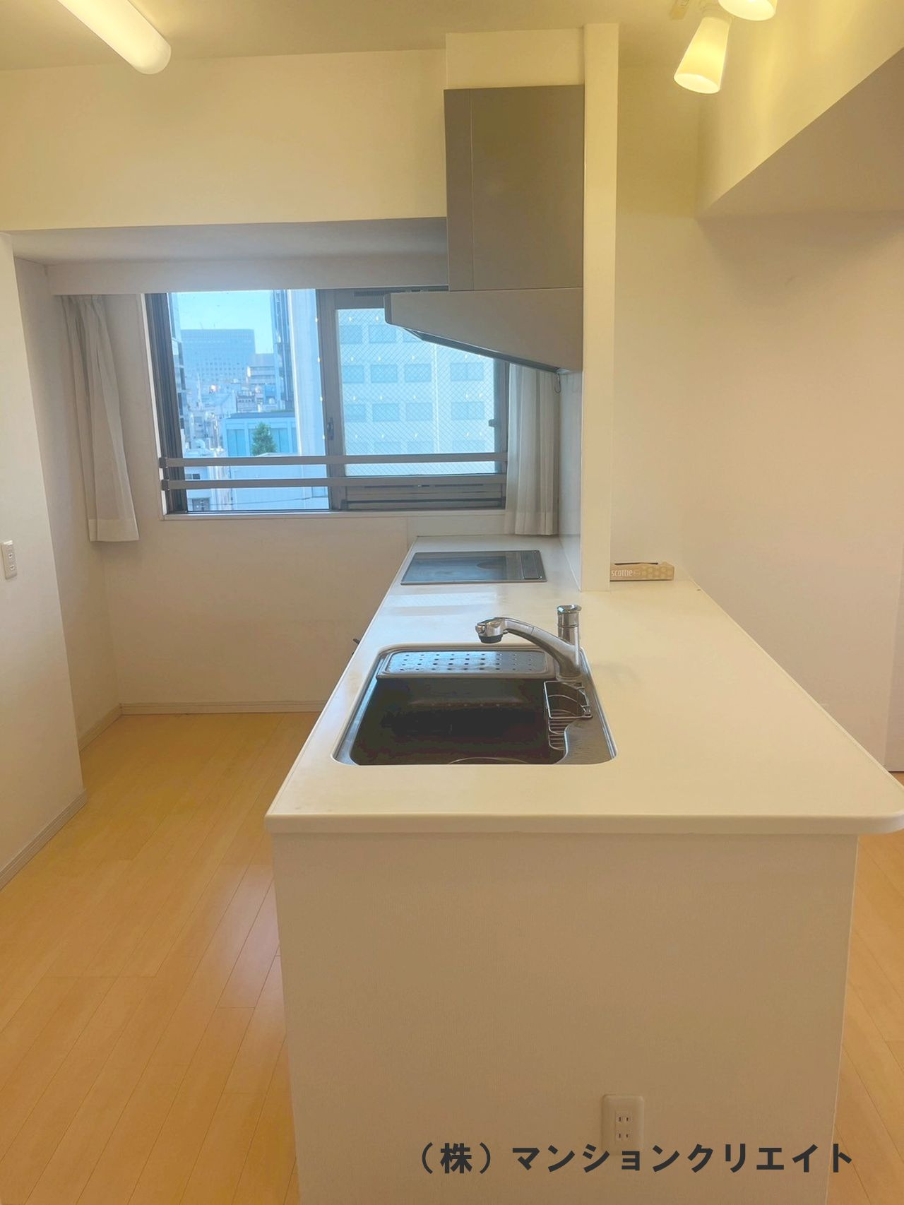 幸橋グランデCHAのキッチン|広いキッチンカウンターが付いているので、オーブンなども置けます。