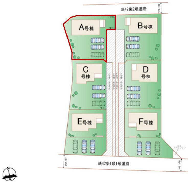 玉村町斉田（全6棟）A号棟の区画図