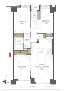 【間取り】ファミール五橋東二番丁グランデージ 