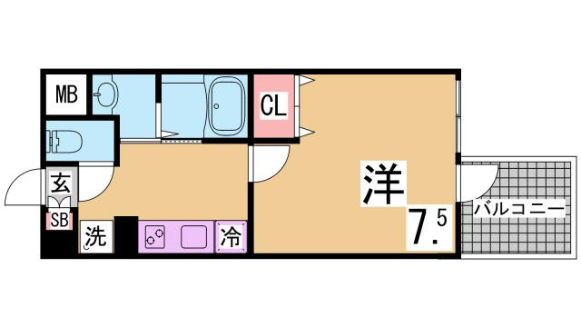 神戸市兵庫区永沢町４丁目の賃貸マンションの間取り
