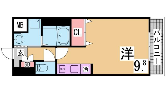 神戸市兵庫区永沢町４丁目の賃貸マンションの間取り