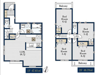 【間取り】 | 【名古屋市名東区山の手3丁目1801新築戸建1号棟】✨️仲介手数料無料✨️香流小学校・香流中学校