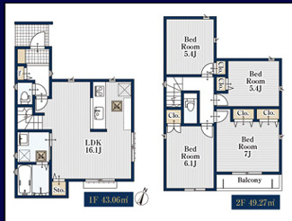 【間取り】 | 【名古屋市名東区山の手3丁目1801新築戸建2号棟】✨️仲介手数料無料✨️香流小学校・香流中学校