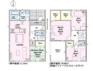 【間取り】 | 岐阜市河渡新築建売全4棟！お車並列3台可能！広めのインナーバルコニーのあるお家！ | 岐阜市河渡新築建売全4棟！お車並列3台可能！広めのインナーバルコニーのあるお家！
