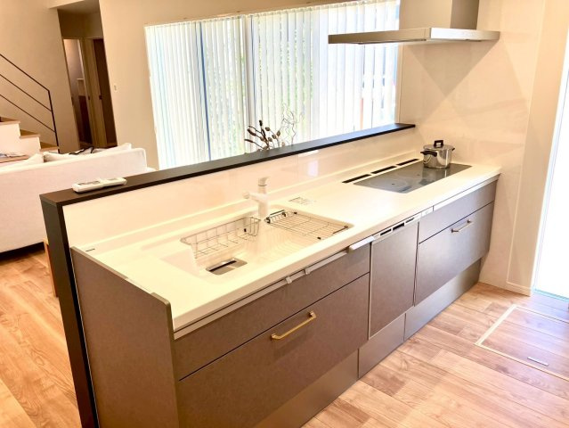 エクセシオール丸亀城平屋モデル　２号地のキッチン|コンパクトなキッチンで掃除もラクラク