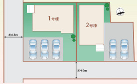 富士宮市東町21番　新築戸建　全2棟　B号棟の区画図