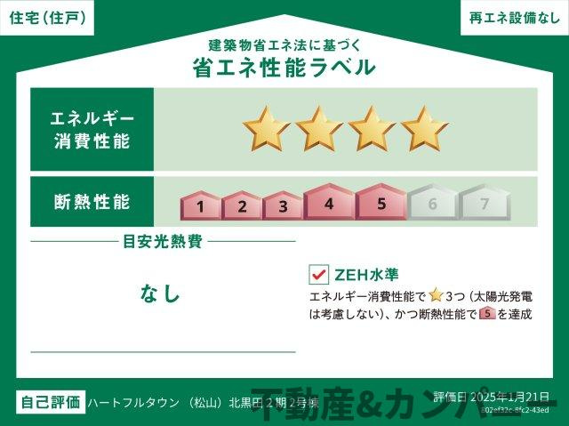 ハートフルタウン北黒田　伊予郡松前町北黒田新築分譲住宅1号棟(全2棟)　の省エネ性能ラベル