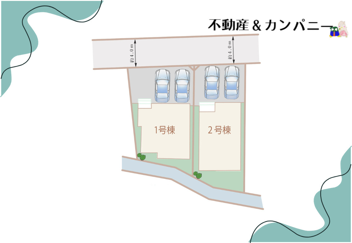ハートフルタウン北黒田　伊予郡松前町北黒田新築分譲住宅1号棟(全2棟)　の区画図