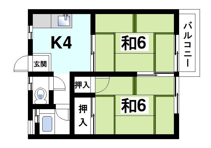 サンハイツ富雄B棟の間取り|使いやすい間取りです