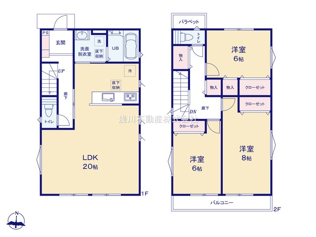 八王子市　元八王子町　新築一戸建て　６期の間取り|～南向き3LDK　全室6帖以上の快適住空間～