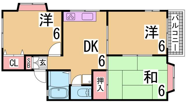 神戸市須磨区東落合３丁目の賃貸マンションの間取り