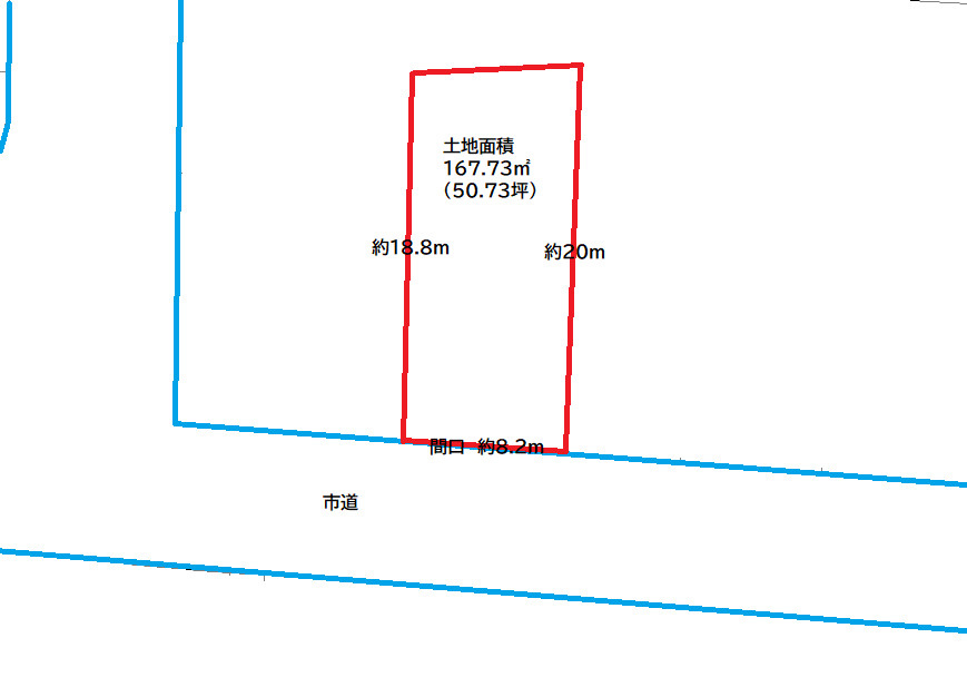 北茨城市大津町西町　コンパクトな50坪の区画図