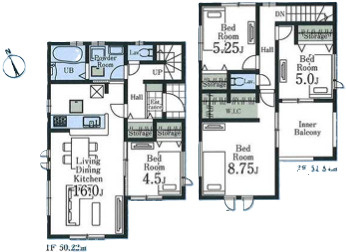 ３路線利用可能の間取り|4LDK