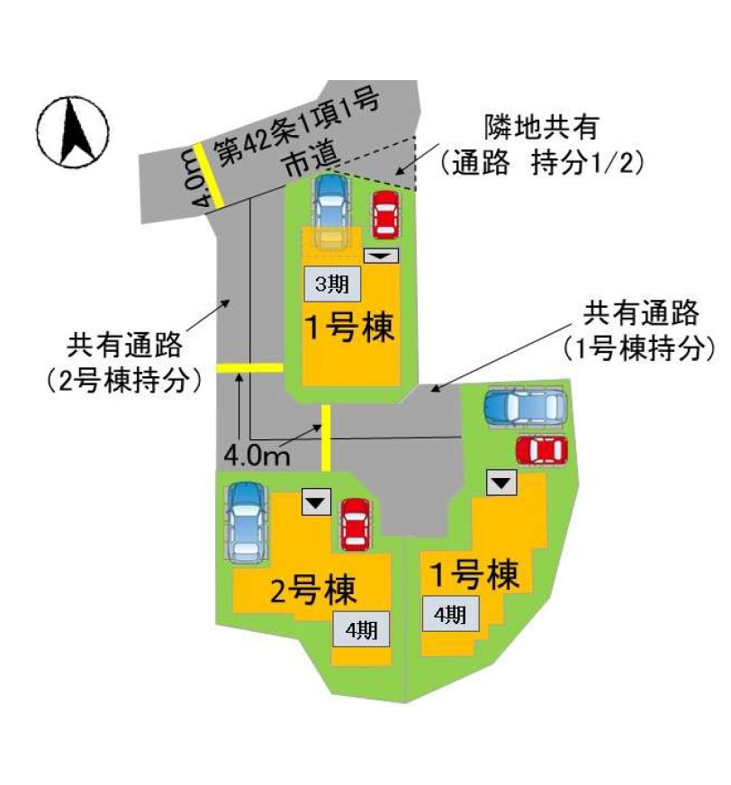 福岡市南区桧原7丁目第3-1棟（1号棟）の区画図|配置図（1号棟）