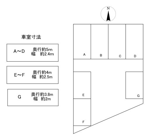 伊丹市北本町ガレージ【管理番号　75】の区画図