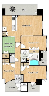 【間取り】 | サンフォーリーフタウン桜ノ宮サンメゾンコート