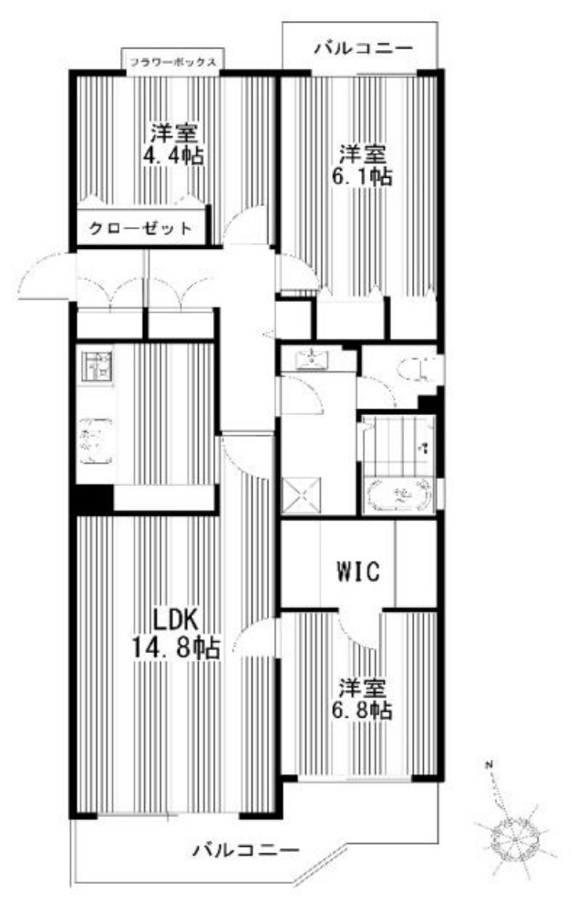 あざみ野団地3-3‐4号棟【仲介手数料無料】の間取り