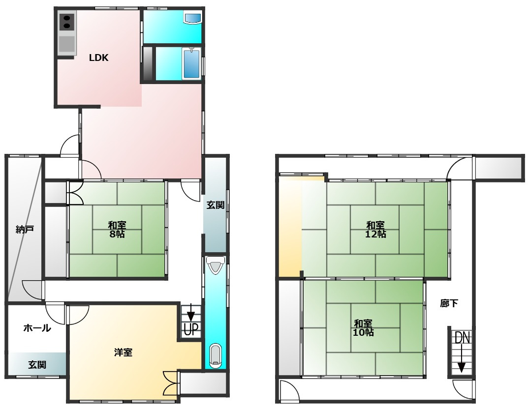 本町戸建て　国登録有形文化財の間取り