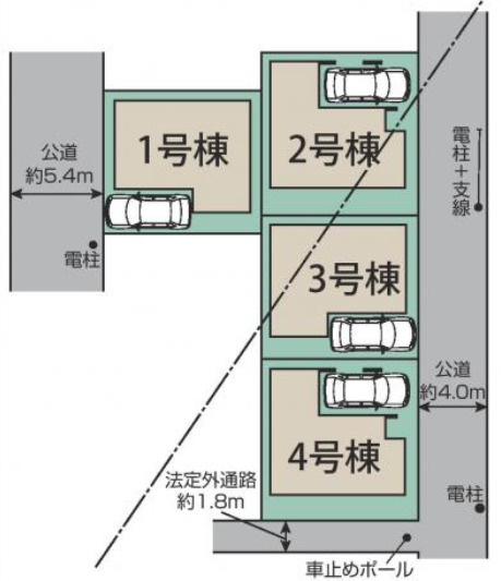【仲介手数料無料】入間市東藤沢５丁目全４棟２号棟　入間の新築なら西武ハウジングの区画図