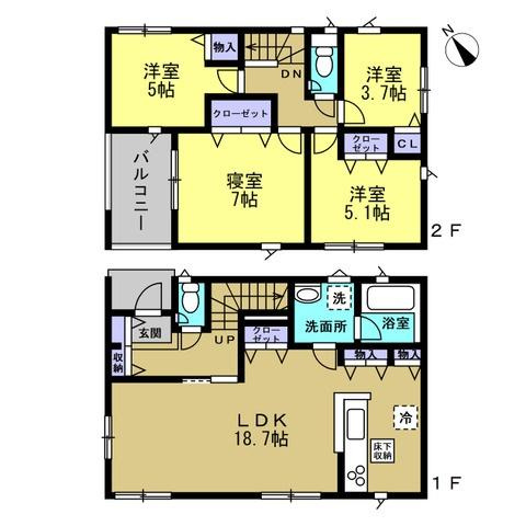 和歌山市新庄第3-4号棟　新築戸建の間取り