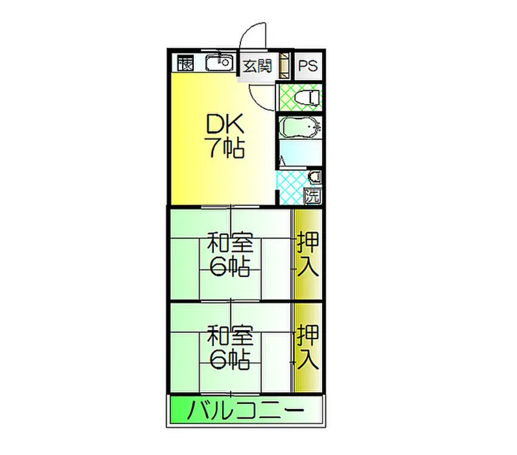 堺市西区浜寺石津町中2丁　現況満室稼働中　一棟収益アパートの間取り