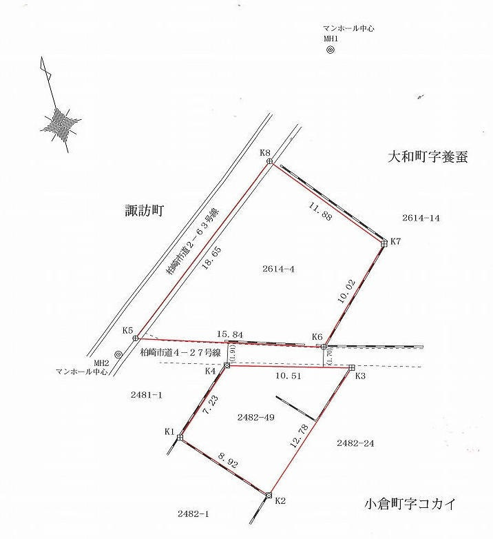 小倉町・大和町　売土地の土地図|測量図