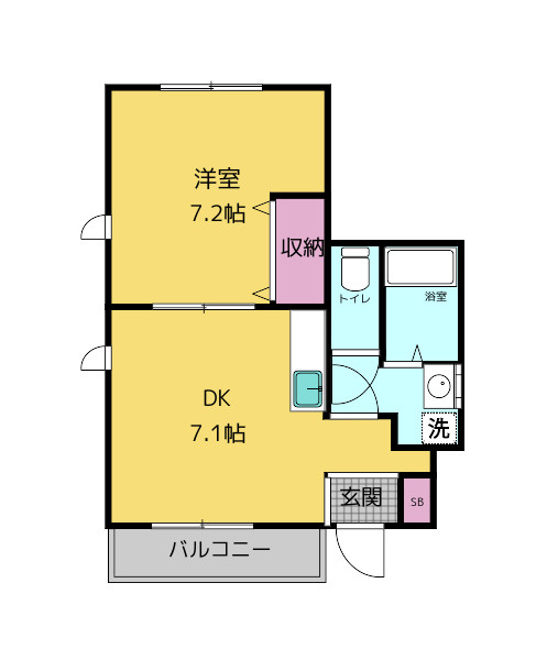 奈良市富雄元町１丁目の賃貸マンションの間取り