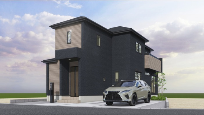 高知市介良乙-9期4棟2号棟- 新築戸建ての外観パース|2号棟　外観パースです