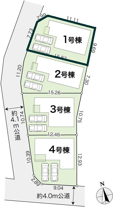 高知市介良乙-9期4棟1号棟- 新築戸建ての区画図|1号棟