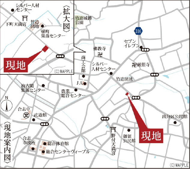 リーブルガーデン／合志市竹迫／２号棟の地図