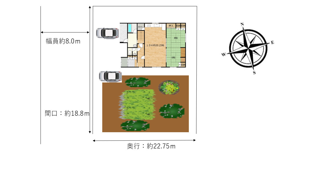 紋別郡遠軽町岩見通北１０丁目２－１　中古売家の区画図|【現況】区画図です。