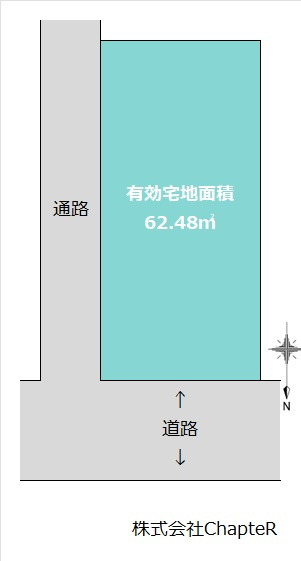 江東区大島１丁目建築条件付売地の土地図|角地風の開放的な土地。南側も抜けており陽当り良好