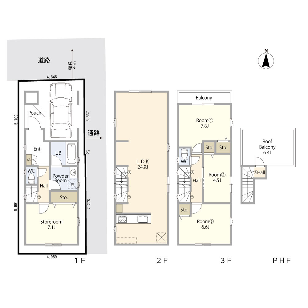 江東区大島１丁目建築条件付売地の土地図＋建物プラン例|自由設計！約25帖の大型LDK可能