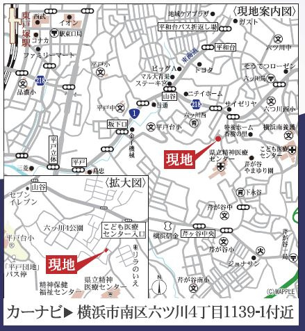 仲介手数料無料　横浜市南区六ツ川４丁目の地図