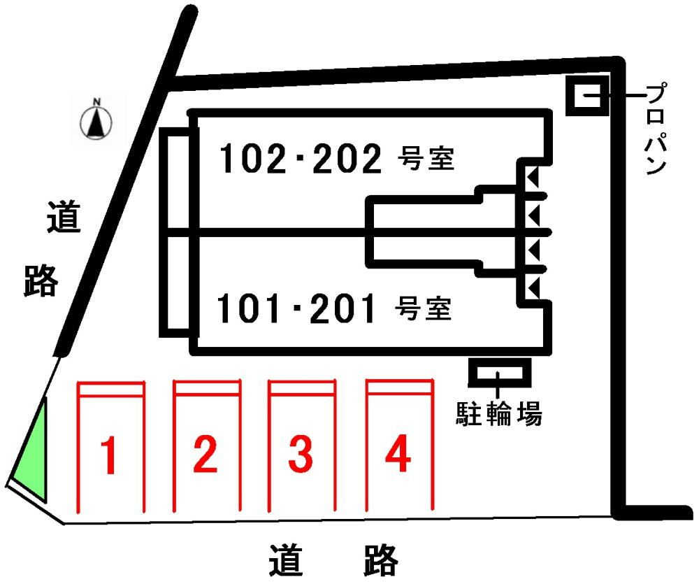カーサ針木の区画図|駐車場